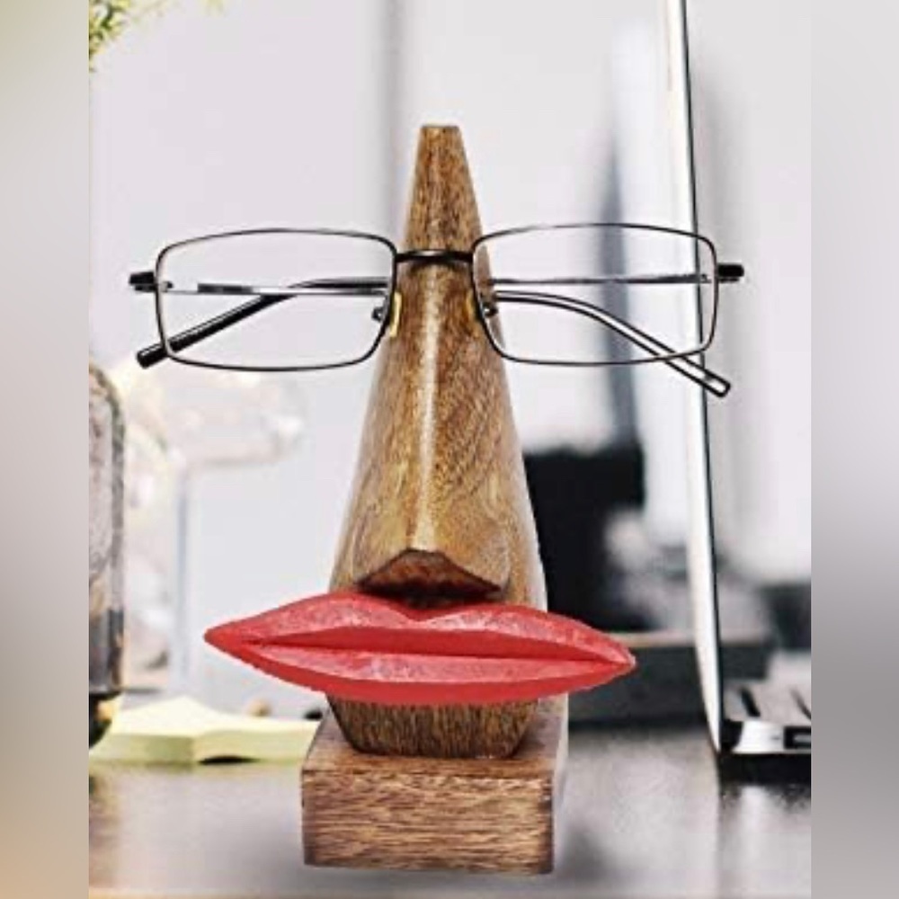 NEW Wooden Red Lip Glasses Holder